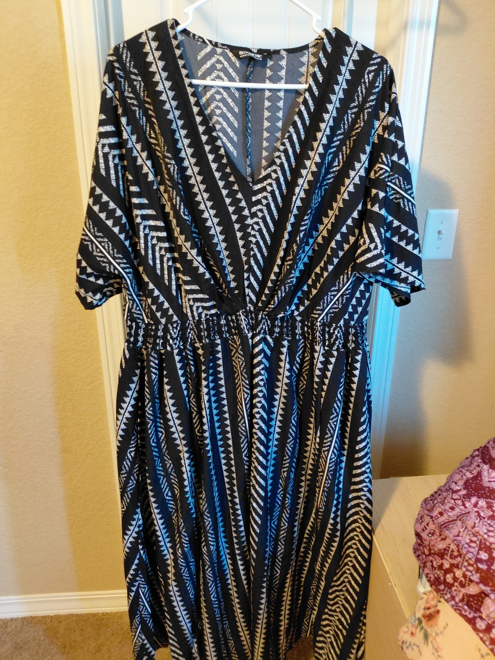 BloomChic Black & White V-Neck Striped Maxi Dress